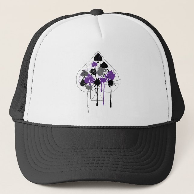 Ace of Spades Aromantic Asexual Pride Trucker Hat (Front)