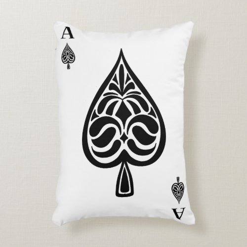 Ace of Spades Black and White Playing Card Accent Pillow
