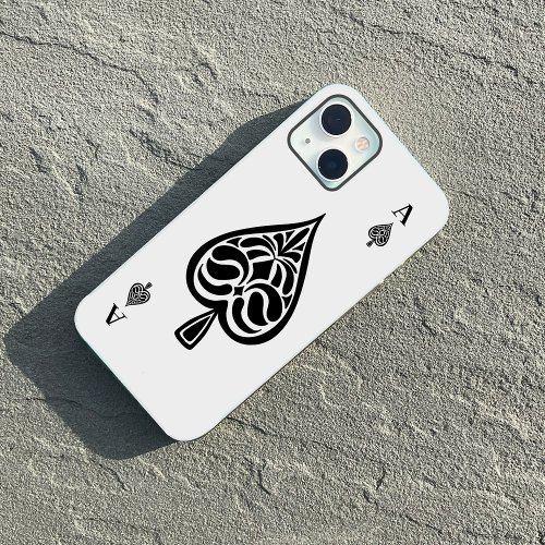 Ace of Spades Black and White Playing Card Case_Mate iPhone 14 Case