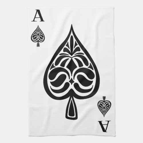 Ace of Spades Black and White Playing Card Kitchen Towel