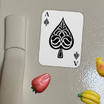 Ace of Spades Black and White Playing Card Magnet<br><div class="desc">Made to look like an ace of spades playing card or a trump card,  this design features an ornate spade illustration in black and white.</div>