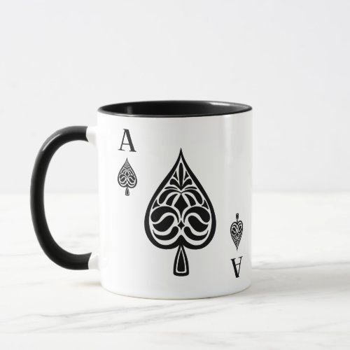 Ace of Spades Black and White Playing Card Mug