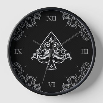 Ace Of Spades Black Casino Clock by BluePlanet at Zazzle