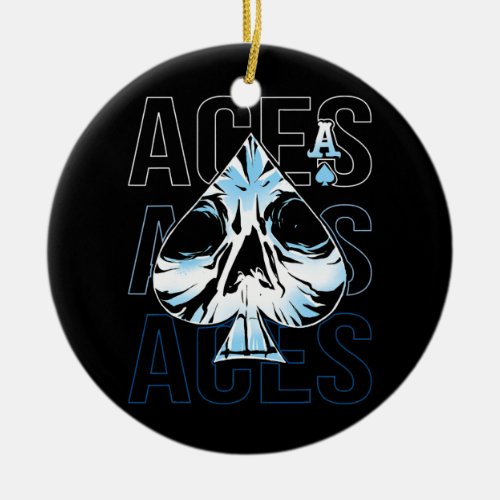 Ace Of Spades Card Skull  Ceramic Ornament