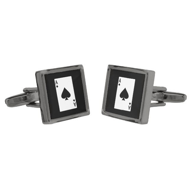 Ace Of Spades Cool Card PLayer Cufflinks (Angled)