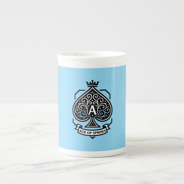 Ace of Spades Crest — Crowned Filigree Bone China Mug (Front)