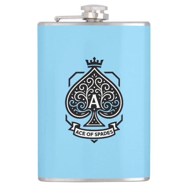 Ace of Spades Crest — Crowned Filigree Flask (Front)