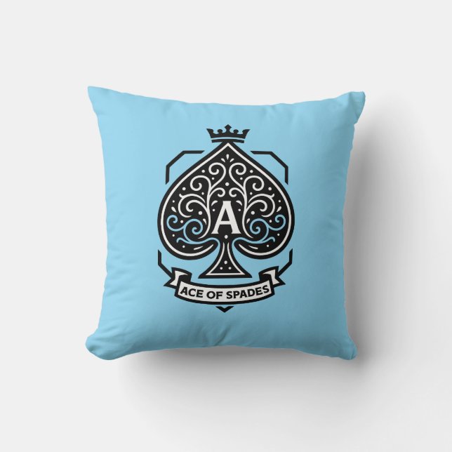 Ace of Spades Crest — Crowned Filigree Throw Pillow (Front)