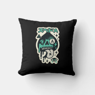 Ace of Spades — Drip-Skull Katakana Throw Pillow