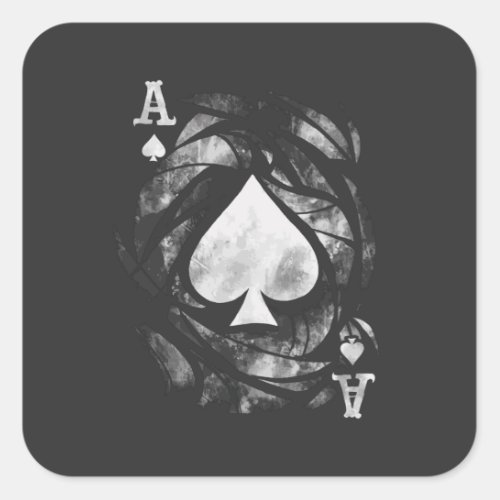 Ace of spades grunge design square sticker