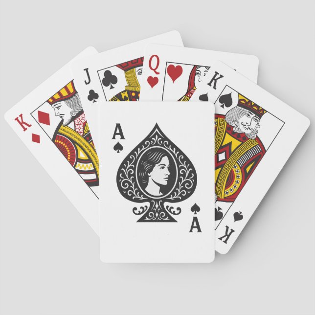 Ace of Spades — Lady Cameo Filigree Emblem Poker Cards (Back)