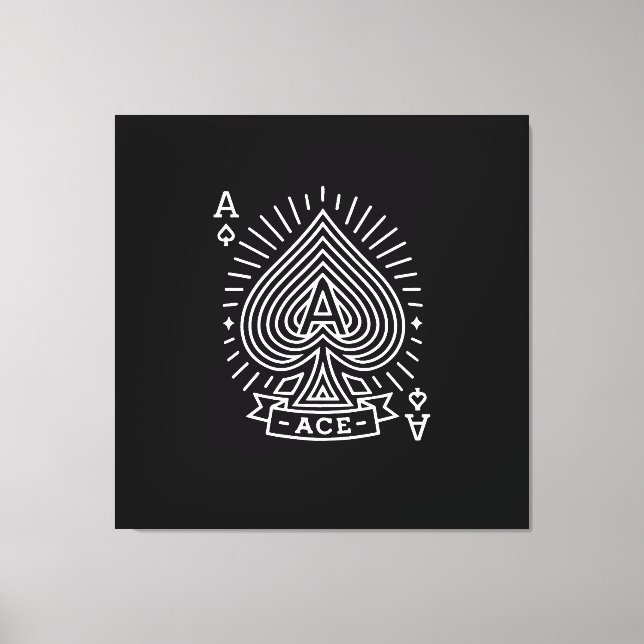 Ace of Spades — Monoline Sunburst Emblem Canvas Print (Front)