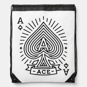 Ace of Spades — Monoline Sunburst Emblem Drawstring Bag