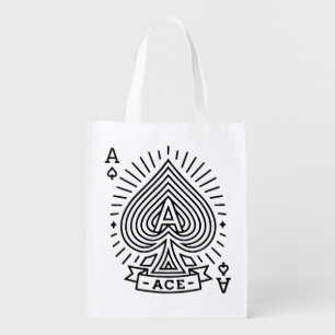 Ace of Spades — Monoline Sunburst Emblem Grocery Bag