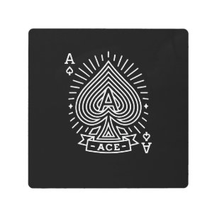 Ace of Spades — Monoline Sunburst Emblem Metal Print