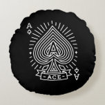 Ace of Spades — Monoline Sunburst Emblem Round Pillow