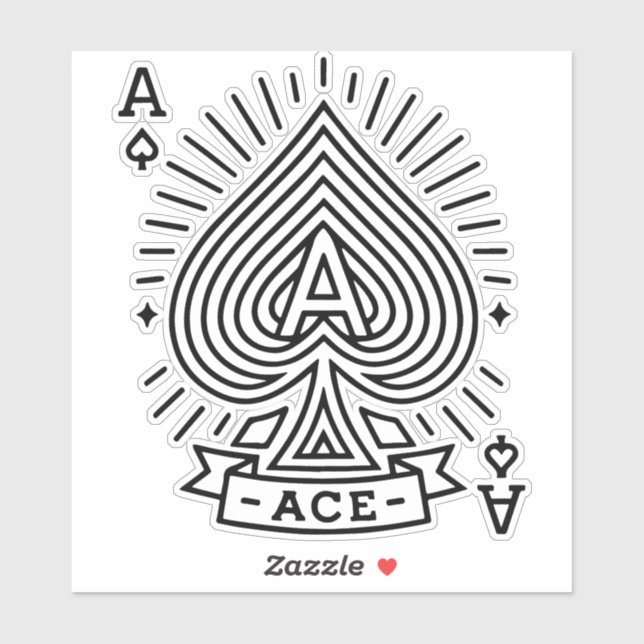 Ace of Spades — Monoline Sunburst Emblem Sticker (Sheet)