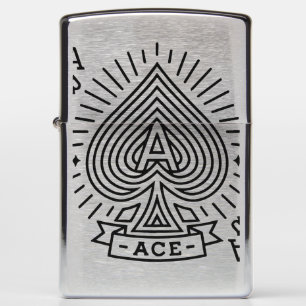 Ace of Spades — Monoline Sunburst Emblem Zippo Lighter