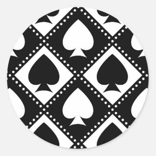 Ace of Spades Motif Classic Round Sticker