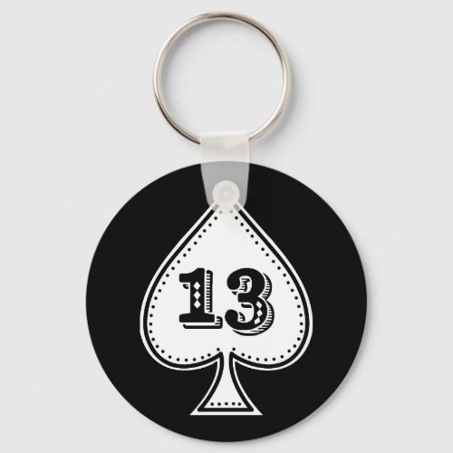 Ace of Spades Number 13 Rock and Roll Keychain