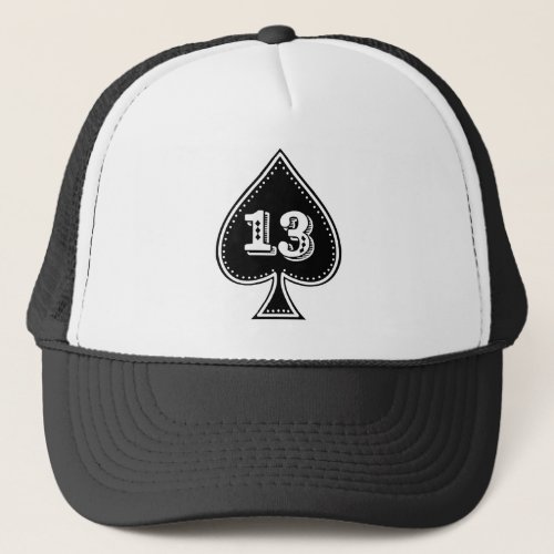 Ace of Spades Number 13 Rock and Roll Trucker Hat