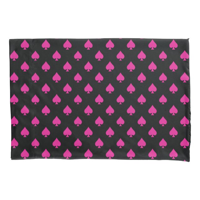 Ace of Spades Pattern Black& Pink Retro BOHO Chic Pillow Case (Front)