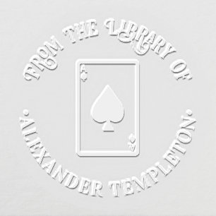 Ace of Spades Playing Card Library Book Name Embosser