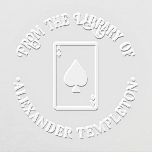 Ace of Spades Playing Card Library Book Name Embosser