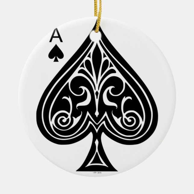 Ace of spades, playing card, poker, blackjack ceramic ornament (Front)