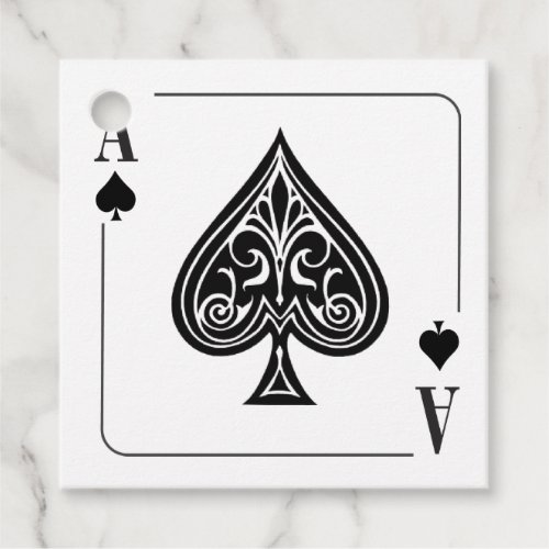 Ace of Spades Playing Card Poker Casino Night Favor Tags
