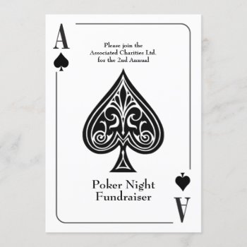 Ace Of Spades Playing Card  Poker  Casino Night Invitation by starstreamdesign at Zazzle