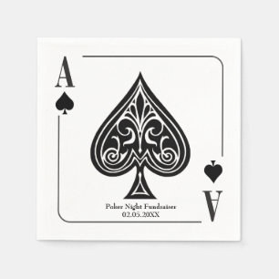 Ace of Spades Playing Card, Poker, Casino Night Napkins