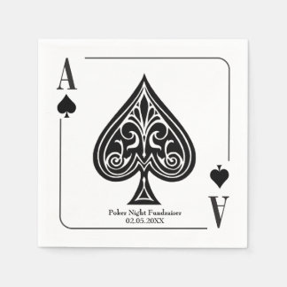 Ace of Spades Playing Card, Poker, Casino Night Napkins