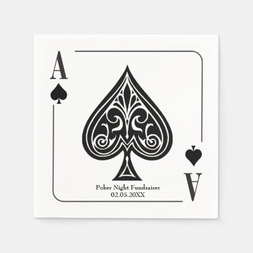 Ace of Spades Playing Card Poker Casino Night Napkins