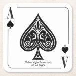 Ace Of Spades Playing Card, Poker, Casino Night Square Paper Coaster at Zazzle