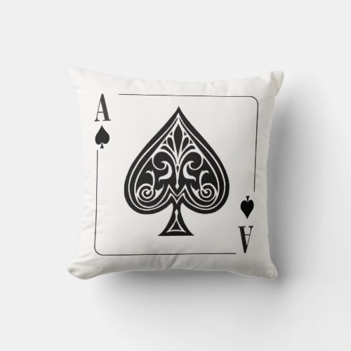 Ace of Spades Playing Card Poker Casino Throw Pillow