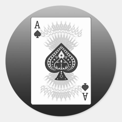 Ace of Spades Poker Card Classic Round Sticker