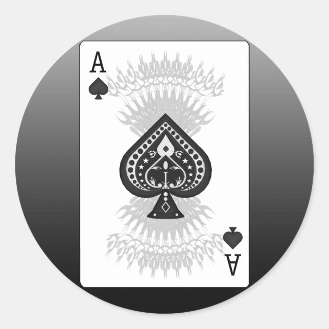 Ace of Spades Poker Card: Classic Round Sticker (Front)