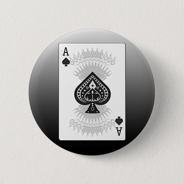 Ace of Spades Poker Card: Pinback Button (Front)