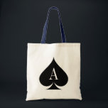 Ace of spades poker wedding tote bag<br><div class="desc">Ace of spades poker wedding tote bag. Personalizable monogram letter. Cute idea for bridesmaids.</div>