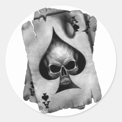 Ace of Spades Skull Classic Round Sticker