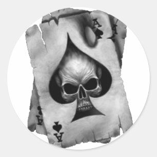 Ace of Spades Skull Classic Round Sticker