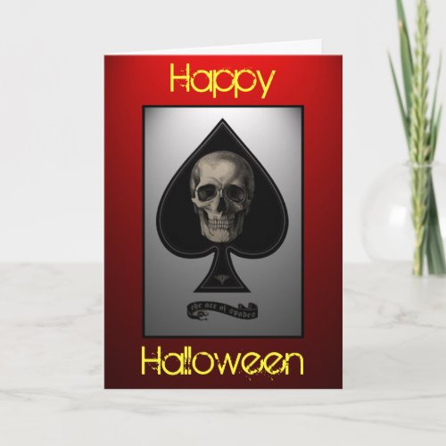 Ace of Spades Skull Halloween Card