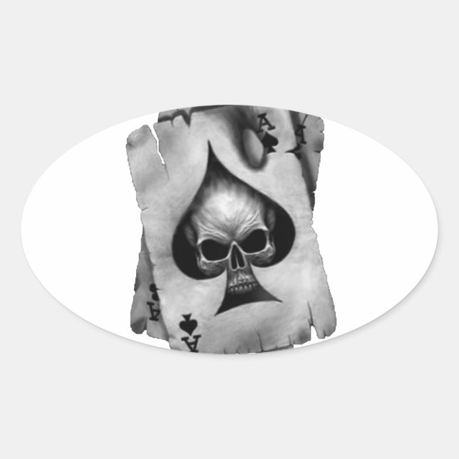 Ace of Spades Skull Oval Sticker (Front)