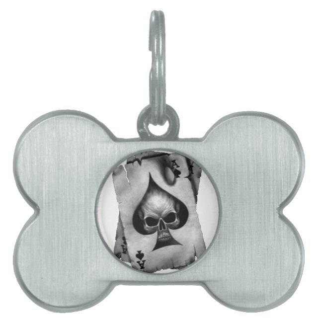 Ace of Spades Skull Pet ID Tag (Front)
