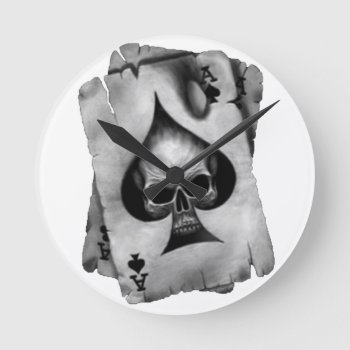 Ace Of Spades Skull Round Clock by customvendetta at Zazzle