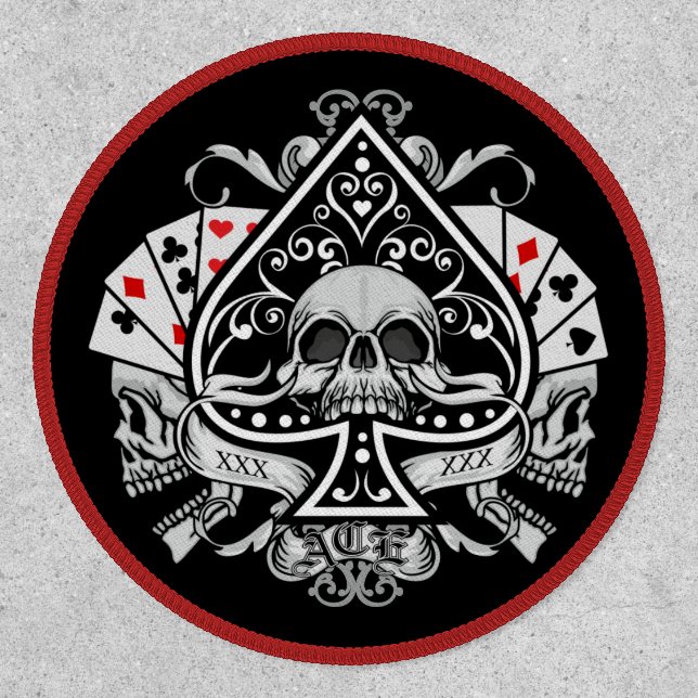 Ace of Spades Skulls Playing Cards Patch (Front)