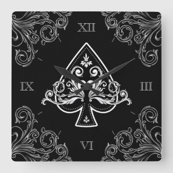 Ace Of Spades Square Wall Clock by BluePlanet at Zazzle