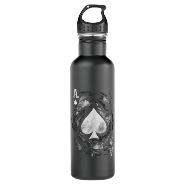 Ace of spades stainless steel water bottle (Front)