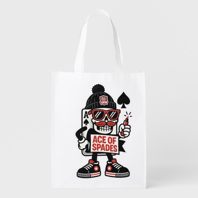 Ace of Spades Street Mascot — Pro Grind Edition Grocery Bag (Front)
